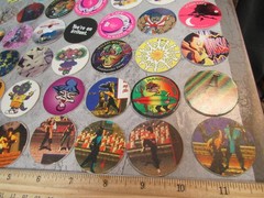 Pog Pogs game set of 42 various Misc pog playing caps pieces, great set!