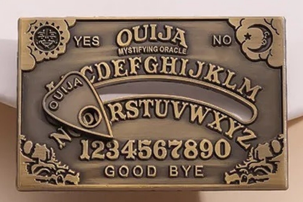 Ouija Board Game Image with Moving Planchette Metal Enamel Pin NEW UNUSED