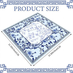 21.5 Inch Mini Chinoiserie Mahjong Mat for Travel Set Blue and White Floral Mahj