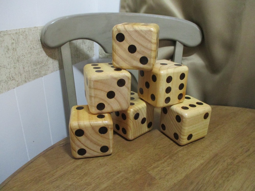 3.5″ Giant Wooden Yard Dice Set for Outdoor Fun, Barbeque, Party Events