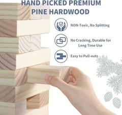 Giant Tumble Tower 60pc New Zealand Pine Blocks Stack to 5ft – Quality