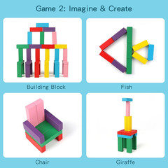 48PCS Wooden Stacking Blocks Game with Storage Bag for Kids and Family