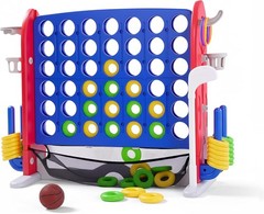 Jumbo 4 in a Row Game, Height Adjustable(2.7-3.2 Ft) Outdoor Indoor Connect 4 W/
