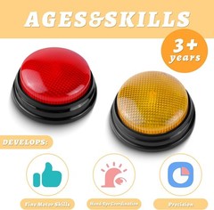 Pack Game Buzzers, 4-LEDs, Unique Sounds, Trivia Buzzer System