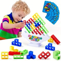 Tetra Tower Balance Game – 48PCS 3D Stacking Puzzle Blocks Educational STEM Toy