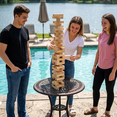 Outdoor Games Large Wooden Tower Stacking Game – 54 Premium Pine Blocks Stack up