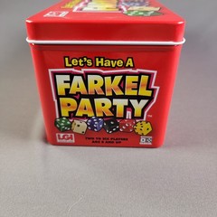 Farkel Party Dice Game Complete w. score cards & instructions original metal box