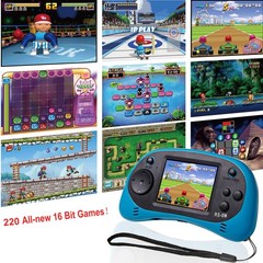 Handheld Game Player 16 Bit 220 HD Video Games 2.5 Inch Blue Headphones Age 3-10