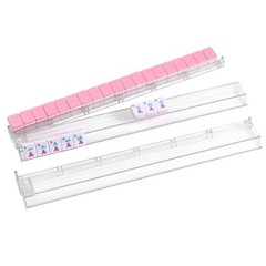 American Mahjong Tiles Clear Mahjong Rack Set with 4 Storage Pushers