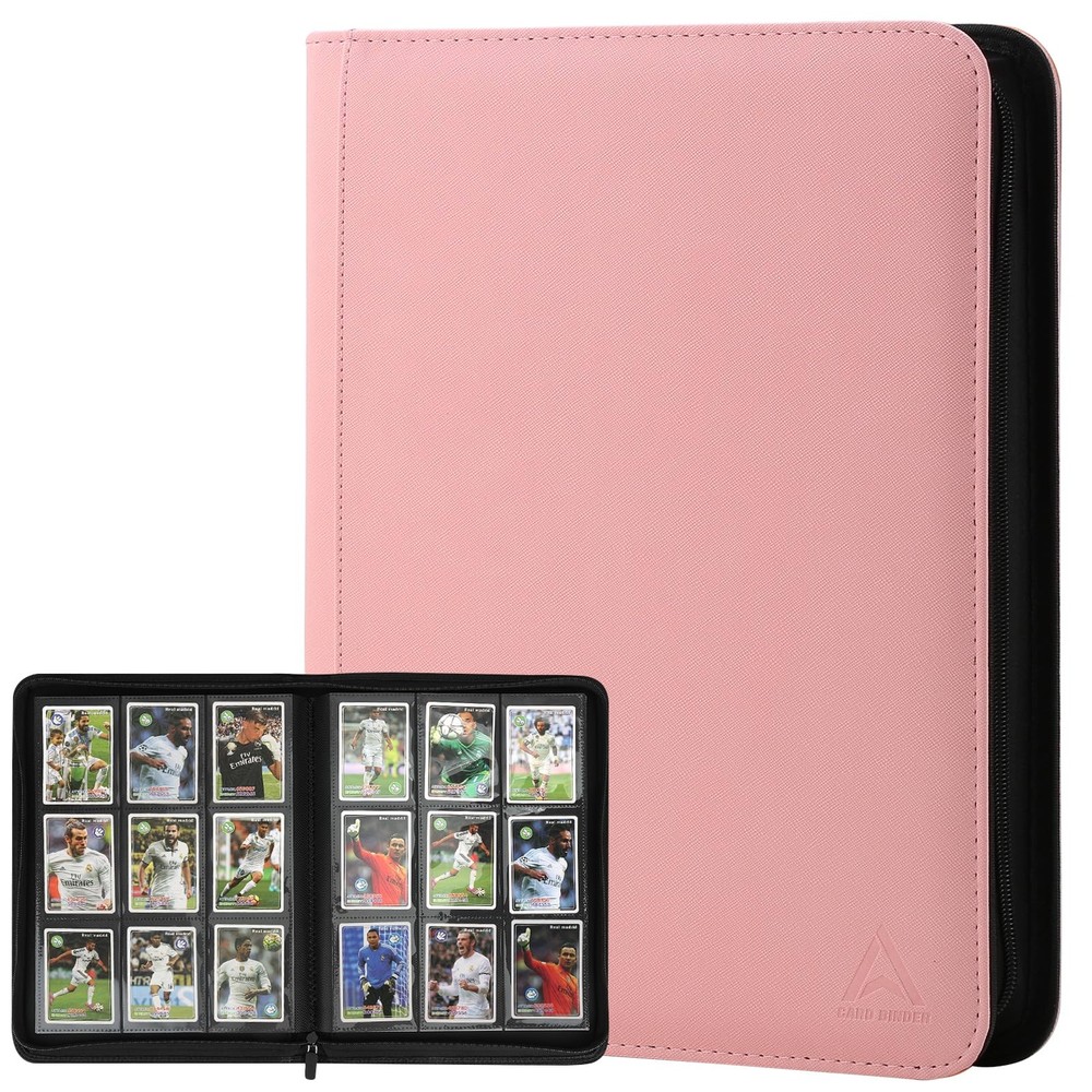 Arkeiliy Card Binder 9 Pocket, Double Sided Pockets 7.5 X 9.8 Inches, pink