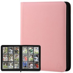 Arkeiliy Card Binder 9 Pocket, Double Sided Pockets 7.5 X 9.8 Inches, pink