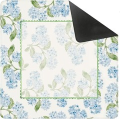 Blue Hydrangea Floral Anti-Slip Mahjong Mat 31.5in – Perfect for Game Gatherings