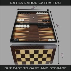 Turkish Walnut Handmade Backgammon Checkers Set 19 Inch Premium Quality