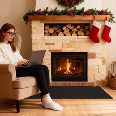 Hearth Rugs for Fireplaces Fire Resistant,48×28 inches 48 x 28 inches, Black