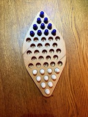 Handmade 2 Person Chinese Checkers On Maple Hardwood With Direction On Bottom