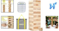 Giant Tumbling Tower Game – 57 Pcs Wooden Block Set, 4.2FT High Fun for All Ages