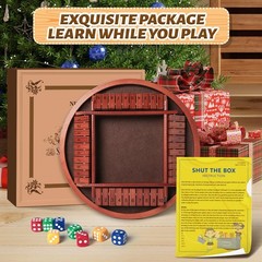 Shut The Box Dice Game 24 Player Wooden Table Math Educational Home Party