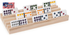 Spin Master Games, Wooden Domino Racks, Set of 4 Trays for Mexican Train Dominoe