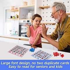 50-Pack EZ Reader Jumbo Bingo Cards for Bingo Game/Large Multicolor Bingo Sheets
