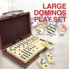 28pcs Double Six Dominoes Set Classic Black & White Plastic Tiles in Box