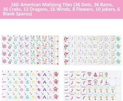 160 Pink American Printed Mahjong Game Set with Carrying Bag and Accessories