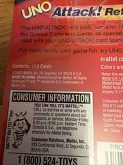 Mattel UNO Attack Refill Deck 112 Game Replacement Cards 2002 NEW Sealed