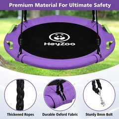 Family Outdoor Swing – 48 Inch Saucer Tree 900lbs Capacity Purple