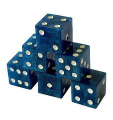 Resin Dice Set 6pcs – Blue Galaxy Sparkles – Handmade Replacement Dice Games