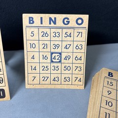 Rare Antique Bingo Set Complete with 50 Cards, Wooden Call Numbers New Unplayed
