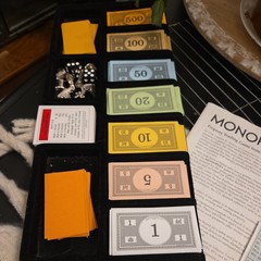 Vintage Monopoly Clue +6 Classic Games Wood Cabinet Used 2004 Chess checker etc