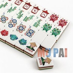 NEW! Vibrant Layered Mahjong Tiles – Full American Set 160Tiles – dark green/