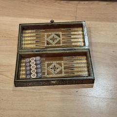 2 in 1 Wood Backgammon + Chess Set Moroccan handmade Wooden Backgammon Board 8”