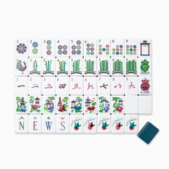 160Pcs 4-Layer Acrylic Dark Blue Carved American Mahjong Set