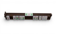 American Mahjong Rack Set of 4 Dark Walnut Acrylic 18.5 Inch with Pushers