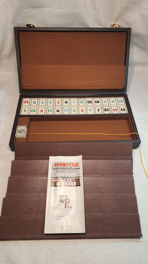 Vintage 1975 Rummy-Tyle tile game, Traditional Press, Hard case with handle