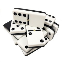Domino Double Six 6 Black-White Two Tone Jumbo Pro Size Spinners – Wood Box