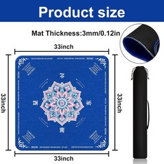 Mahjong Mat for Table 31.5″X31.5″ Rubber American Mahjong Mat with Rules, Non Sl