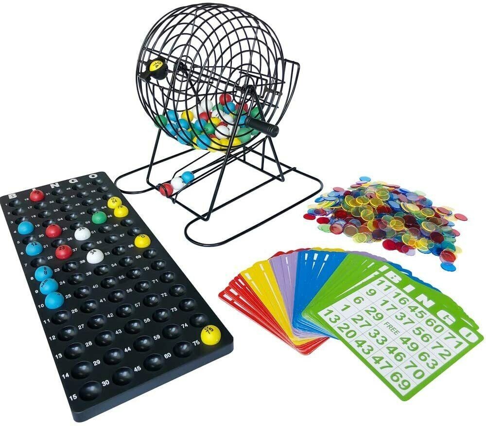 9″ Deluxe Bingo Cage Game Set – 9 Inch Metal Cage with Plastic 75 Bingo