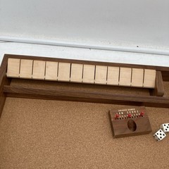 Vintage 1963 Drueke Clapper 12 Game No. 7086 Walnut Shut the Box Board w/ Box