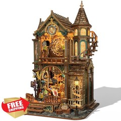 LORENOOK Magic Clock Tower Book Nook Wood Kit LED