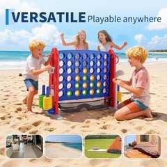 Jumbo 4 in a Row Game, Height Adjustable(2.7-3.2 Ft) Outdoor Indoor Connect 4 W/