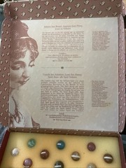 Authentic Models Semi-Precious Solitaire Game 36 Handmade Marbles In Box