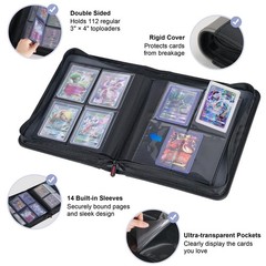 PREZA Toploader Binder – Holds 112 Top Loaders – 3 x 4 inches, Black – Small