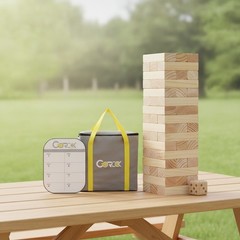 Giant Tumbling Tower Game – 57 Pcs Wooden Block Set, 4.2FT High Fun for All Ages