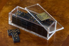 Premium Aluminum Double Six Dominoes Set – Black