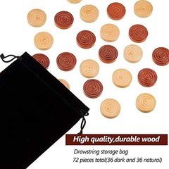 72 Pieces Wood Checkers 1.06 Inch Wooden Checkers Pieces Set with Stackable Ridg