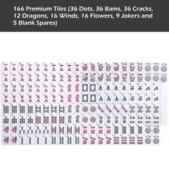 American Mahjong Set: 166 Tiles, 4 Color Rack/Pushers, Blue Carry Bag