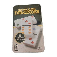 Cardinal Double Six Dominoes 28 Color Dot Tile Game Set in Tin Case, 2 Players