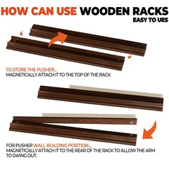 American Walnut Wood Mahjong Racks with Pushers, 4pcs Mahjong Racks Set for M…