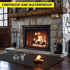 Hearth Rugs for Fireplaces Fire Resistant,48×28 inches 48x28inch, Black